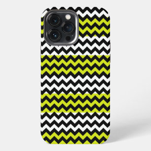 Etui iPhone 13 Pro Max Chevron Zigzag Vert Noir Blanc