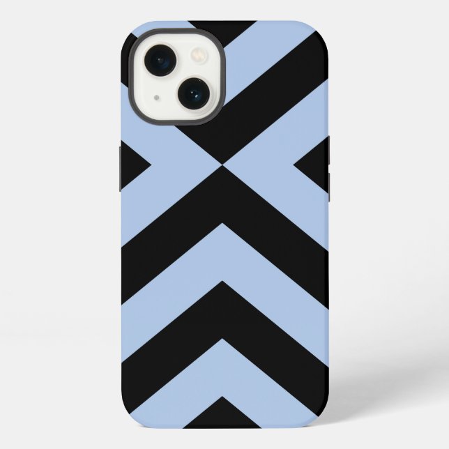Coque iPhone Chevrons bleu-clair et noirs (Verso)