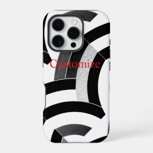 Coque iPhone 16 Pro chevrons modernes et chics en noir/blanc