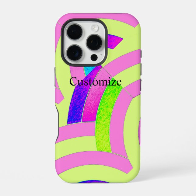 Coque iPhone chevrons rose/lime chic modernes (Verso)