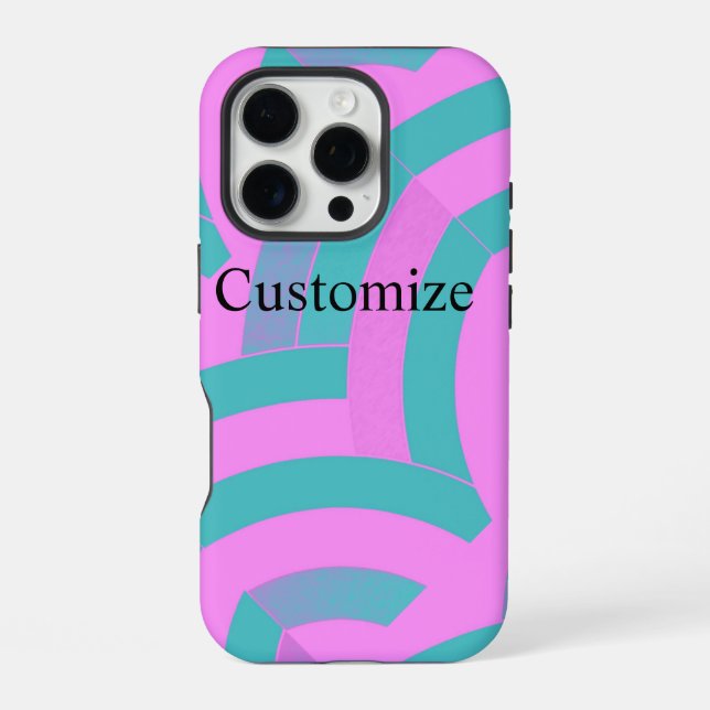 Coque iPhone chevrons rose/vert modernes chic (Verso)