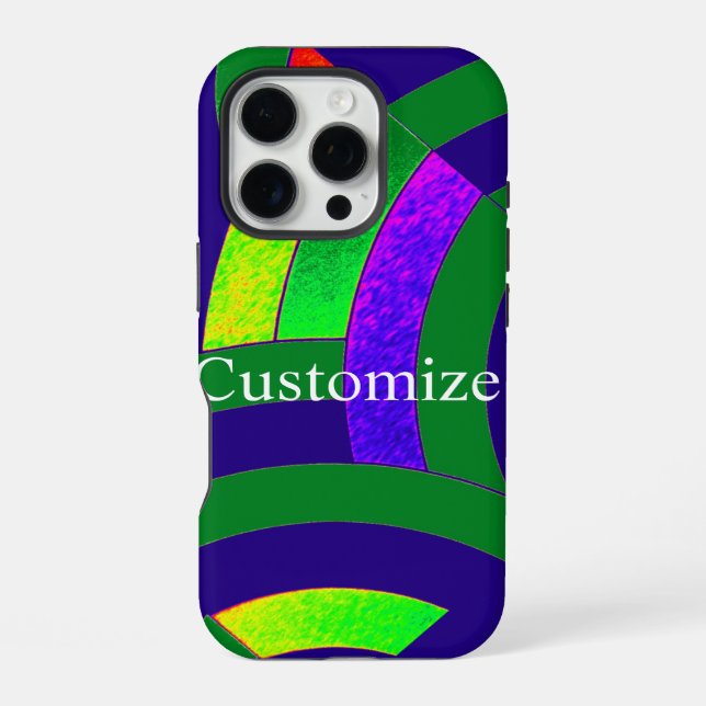 Coque iPhone chevrons vert/bleu chic et moderne (Verso)