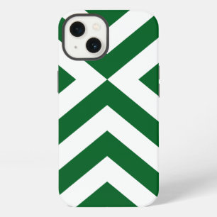 Etui iPhone 13 Chevrons verts et blancs audacieux