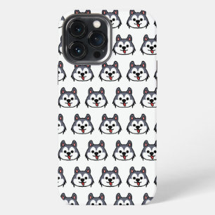 Etui iPhone 13 Pro Max Chibi Husky patern - dessin animé style chien