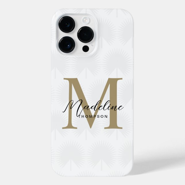 Coque iPhone Chic Blanc Anahaw Leaf Script Monogramme (Verso)