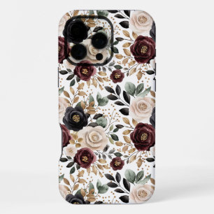 Coque iPhone 16 Pro Max Chic Burgundy Crème Floral