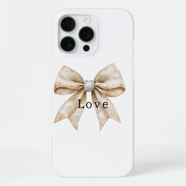 Coque iPhone Chic Crème Glam Argent Bow Love (Verso)