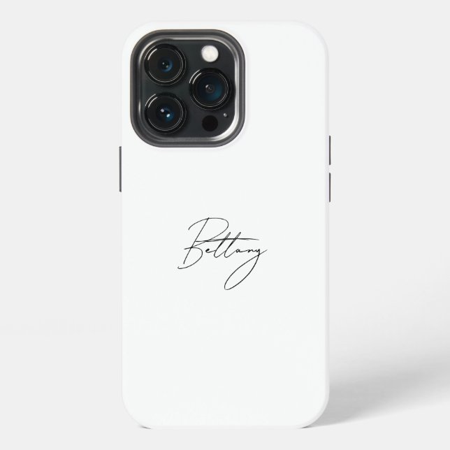 Coque iPhone Chic Elegant Noir Script Calligraphie Nom (Dos)