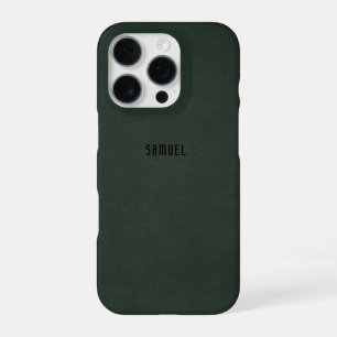 Coque iPhone 16 Pro Chic Elegant Vert foncé Nom personnalisé Masculine