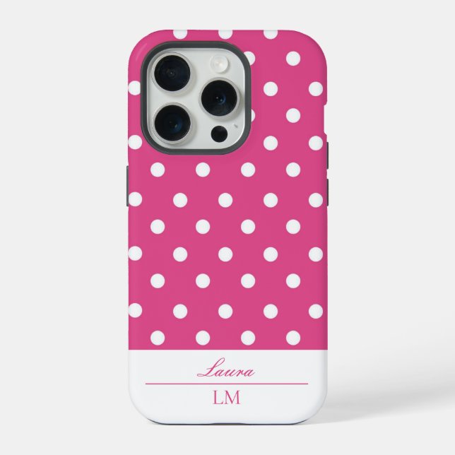 Coque iPhone Chic et Féminin Rose et Blanc Points Forts (Verso)