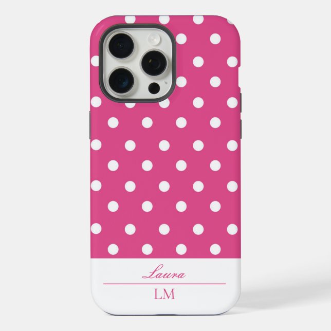 Coque iPhone Chic et féminin Rose et Blanc Points Forts (Verso)