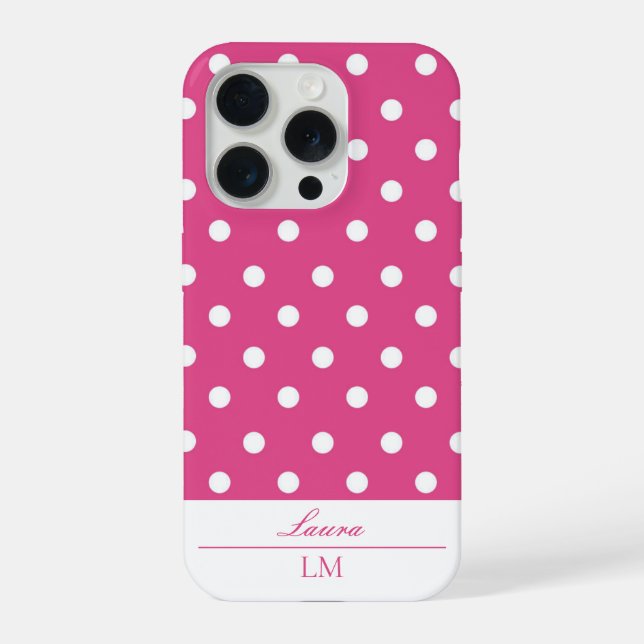 Coque iPhone Chic Féminin Rose et Blanc à Points (Verso)