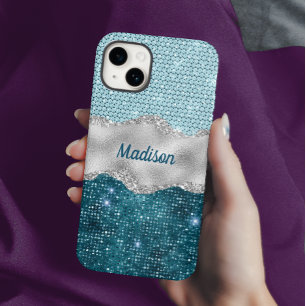 Coque Pour iPhone 14 Chic girly turquoise menthe vert parties scintilla