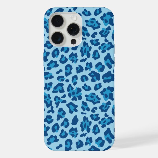Coque iPhone Chic Imprimé Léopard Bleu Foncé Clair Sur Bleu Pas (Verso)