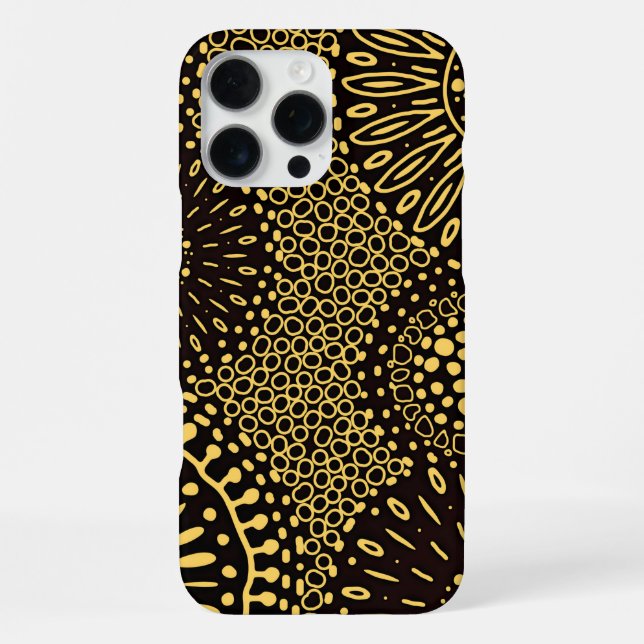 Coque iPhone Chic Or Noir Fleur Ethnique  (Verso)