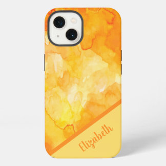 Etui iPhone 13 Chic orange aquarelle personnalisée