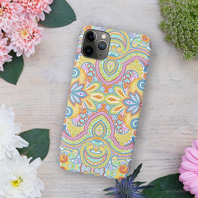 Coque iPhone Chic Orné Motif Floral Art Oriental Paisley (Créateur téléchargé)