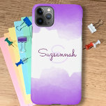 Coque iPhone 11Pro Max Chic Purple Ombre Name Letter Monogram iPhone Case<br><div class="desc">This chic phone case features a two shade purple ombre background and initial letter monogram. Personalize the case in the text fields with a name and initial, remove both or one leaving the other. Click customize to select a typeface style, size, and color you like. Consider making this a personalized...</div>