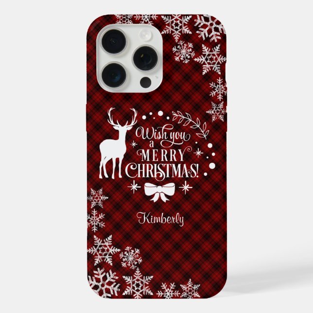 Coque iPhone Chic Red Buffalo MERRY CHRISTMAS Monogramme (Verso)