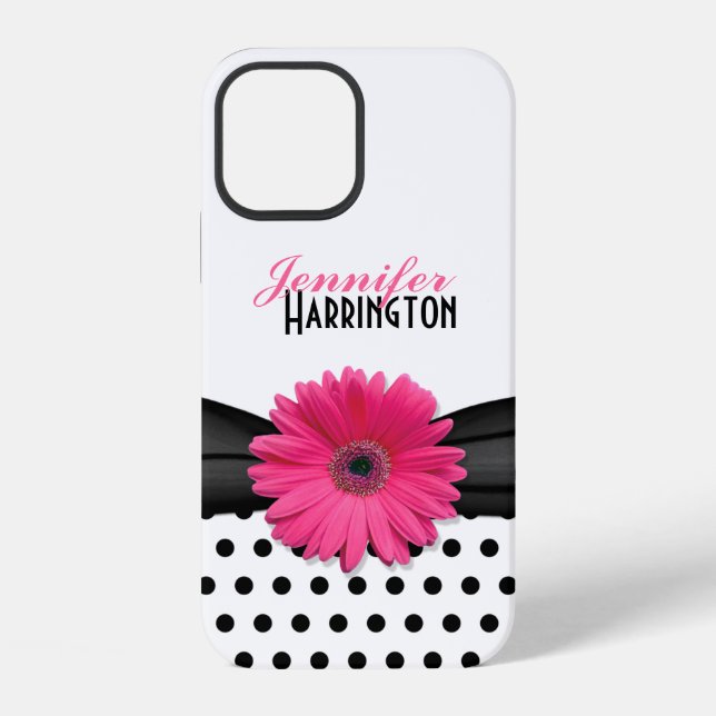 Coque iPhone Chic rose Gerbera Daisy Polka Dot (Verso)