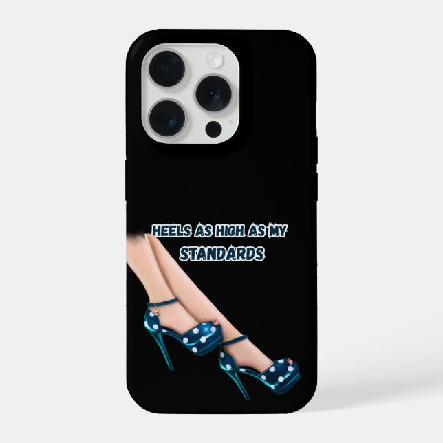 Coque iPhone Chic Teal Polka Dot High Heels & Quote iPhone Case (Verso)
