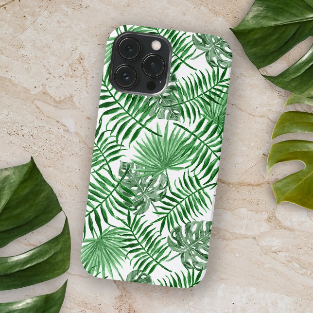 Coque iPhone Chic Tropical Green Palm Tree Feuille Art d'été (Créateur téléchargé)