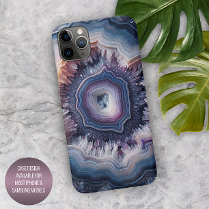 Coque iPhone 11Pro Max Chic violet foncé violet bleu quartz Agate Motif