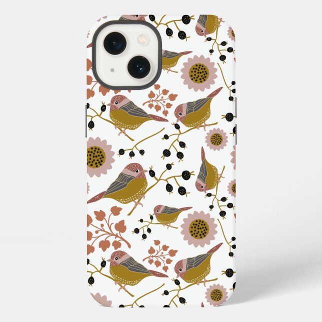 Coque iPhone Chickadees Motif d'or rose (Verso)