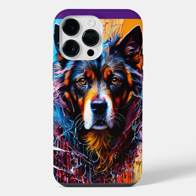 Coque iPhone chien Abstrait de couleur de splash (Verso)