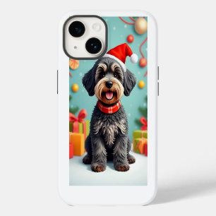 Coque Pour iPhone 14 Chien adorable avec un chapeau de Père Noël