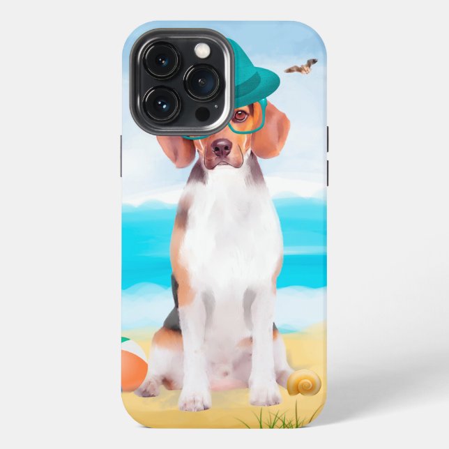 Coque iPhone Chien Beagle sur la Plage (Verso)