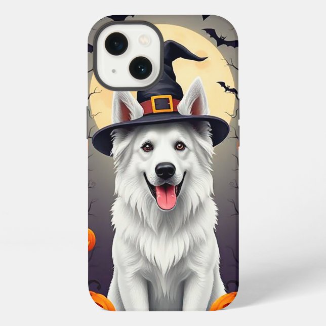 Coque iPhone Chien blanc d'Halloween (Verso)