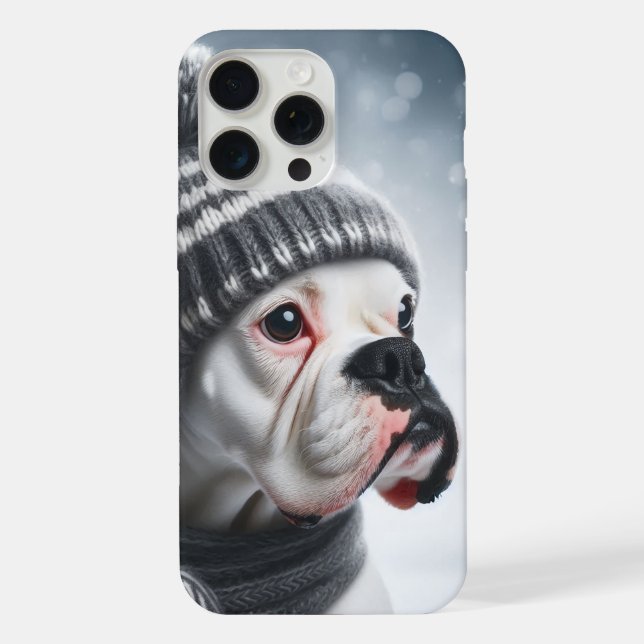 Coque iPhone Chien Boxer en Hiver (Verso)