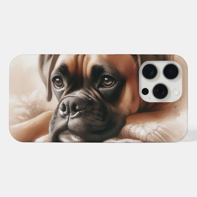 Coque iPhone Chien Boxer : Maître de la détente et expert câlin (Verso Horizontal)