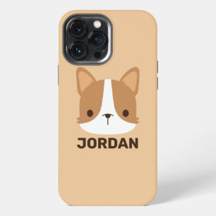 Etui iPhone 13 Pro Max Chien Corgi mignon avec nom personnalisé