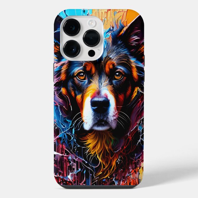Coque iPhone Chien couleur éclaboussure abstraite (Verso)