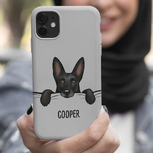 Coque Pour iPhone 14 Chien de berger allemand noir Personnalisé Mignon