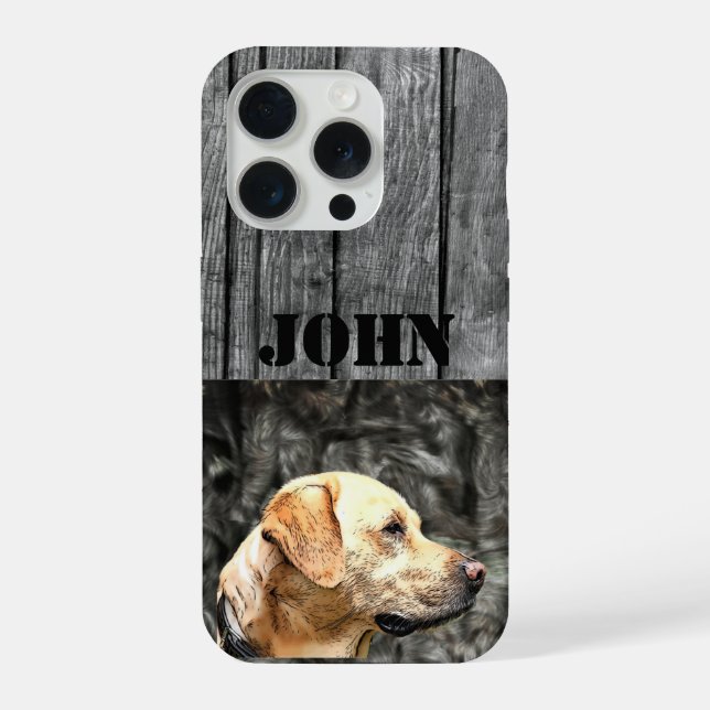 Coque iPhone Chien de Chasse Nom Personnalisé Rustique Lab Camo (Verso)