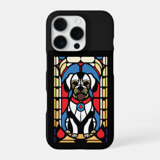 Coque iPhone 16 Pro chien de chiot en vitrail