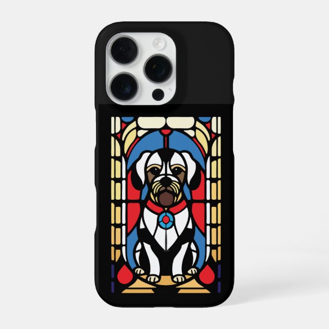 Coque iPhone chien de chiot en vitrail (Verso)