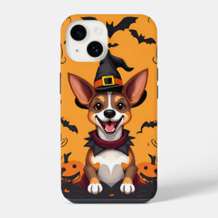 Coque Pour iPhone 14 Chien de dessin animé adorable déguisé en sorcière