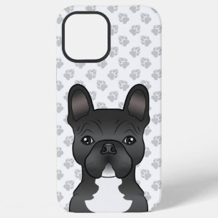 Coque iPhone 12 Pro Max Chien de dessin animé Bouledogue français noir et