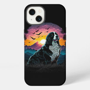 Etui iPhone 13 Chien de montagne bernois avec vue sur lever de so