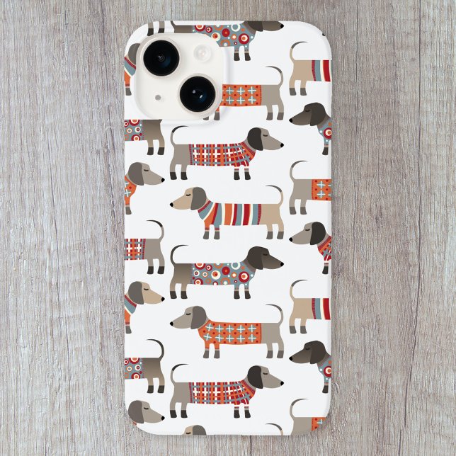 Coque iPhone Chien de saucisse Dachshund (Fun Dachshund wiener sausage dog pattern cell phone case for animal lovers.)