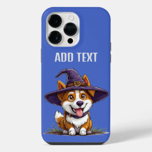 Coque Pour Pour iPhone 14 Pro Max Chien d'Halloween portant un chapeau de sorcière