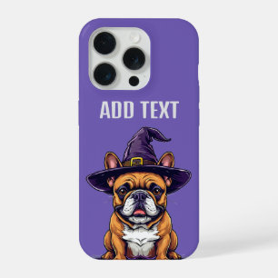 Coque iPhone 15 Pro Chien d'Halloween portant un chapeau de sorcière
