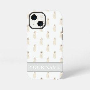 Etui iPhone 13 Mini Chien doodle blanc crème personnalisé