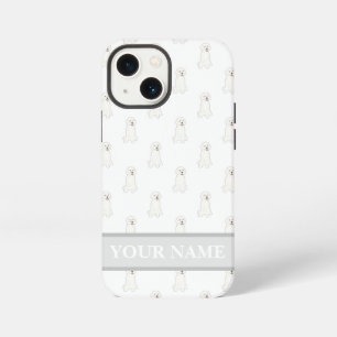 Etui iPhone 13 Mini Chien Doodle doré blanc personnalisé