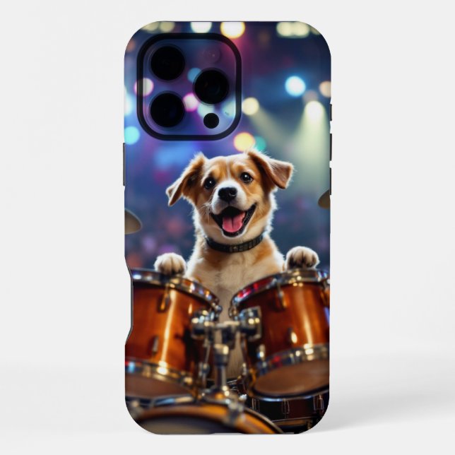 Coque iPhone Chien Drummer (Verso)
