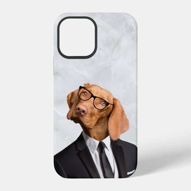 Coque iPhone Chien en costume (Verso)